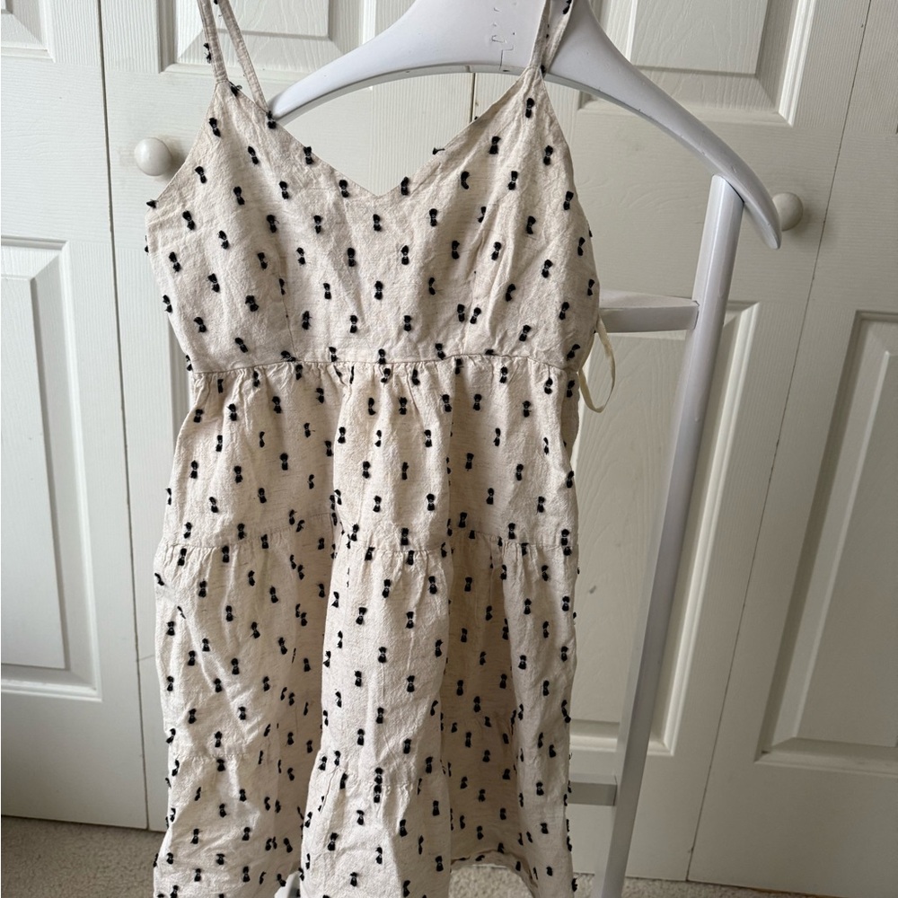 Elegant Cream and Black Polka Dot Dress
